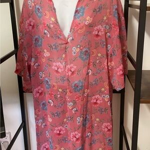 Time and Tru Open front Floral Sheer, Kimono Sleeve Shawl w/Fringe. One Size